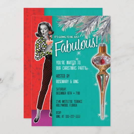 Invitation fabuleuse fête de Noël (Devant / Derrière)