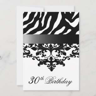 Invitation Fabuleuse fête du 30e anniversaire de Zebra Damask