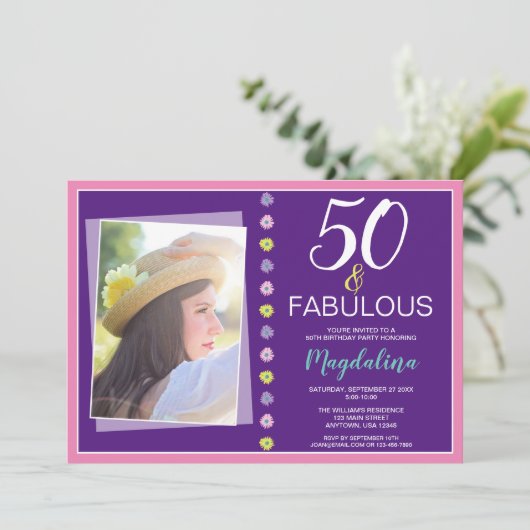 Invitation Fabuleuse fête du 50e anniversaire (Debout devant)