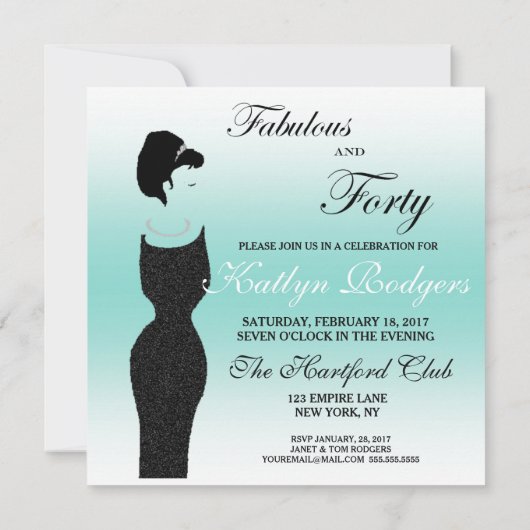 Invitation Fabuleuse fête Tiara et 40 fête de 40e anniversair (Dos)