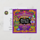 Invitation FABULEUSE Masquerade Mardi Gras Carnaval Invitatio (Devant / Derrière)