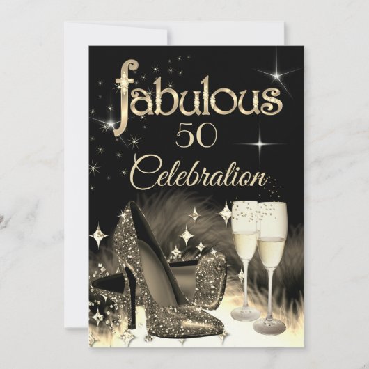 Invitation Fabuleuse Parties scintillant 50e Sepia Beige Cha (Devant)