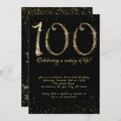 Invitation Fabuleux 100e anniversaire, Parties scintillant d' (Devant / Derrière)