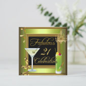 Invitation Fabuleux 21 Celebration Gold Green Anniversaire (Debout devant)