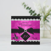 Invitation Fabuleux 21 Hot rose Black Silver fête d'anniversa (Debout devant)
