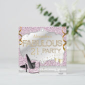 Invitation Fabuleux 21 Parties scintillant rose glamour fête  (Debout devant)