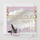 Invitation Fabuleux 21 Parties scintillant rose glamour fête  (Devant)