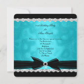 Invitation Fabuleux 21 Turquoise Black Silver fête d'annivers (Dos)