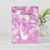 Invitation Fabuleux 21ème Fête Shimmer Rose talons hauts (Debout devant)