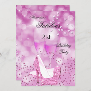 Invitation Fabuleux 21ème Fête Shimmer Rose talons hauts