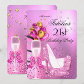 Invitation Fabuleux 21ème Shimmer Light Pink Heels Anniversai (Devant / Derrière)
