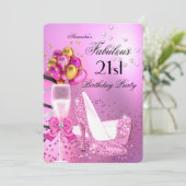 Invitation Fabuleux 21ème Shimmer Light Pink Heels Anniversai (Debout devant)