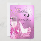 Invitation Fabuleux 21ème Shimmer Light Rose Talons Anniversa (Devant)