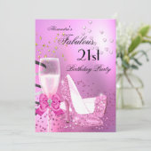 Invitation Fabuleux 21ème Shimmer Light Rose Talons Anniversa (Debout devant)