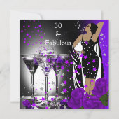Invitation Fabuleux 30 30e anniversaire violet Roses Martini (Devant)