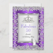 Invitation Fabuleux 30 Anniversaire Fête Purple Silver Chauss (Devant)