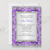 Invitation Fabuleux 30 Anniversaire Fête Purple Silver Chauss (Dos)