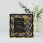 Invitation Fabuleux 30 Anniversaire Party Gold Blue Palms Lad (Debout devant)
