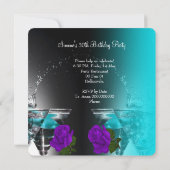 Invitation Fabuleux 30 Anniversaire Turquoise violet Roses Ph (Dos)