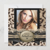 Invitation Fabuleux 30 beige Brown léopard fête d'anniversair (Devant)