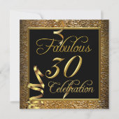 Invitation Fabuleux 30 Celebration Gold Black Birthday Party (Devant)