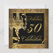 Invitation Fabuleux 30 Celebration Gold Black Chandelier (Devant)
