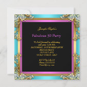 Invitation Fabuleux 30 Champagne d'or Turquoise rose Annivers (Dos)