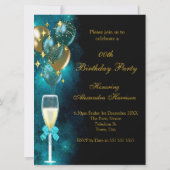 Invitation Fabuleux 30 Champagne Party Turquoise Blue Heels G (Dos)