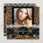 Invitation Fabuleux 30 Gold Black Leopard fête d'anniversaire (Devant / Derrière)