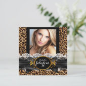 Invitation Fabuleux 30 Gold Black Leopard fête d'anniversaire (Debout devant)