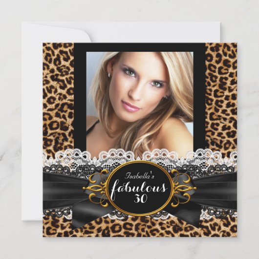 Invitation Fabuleux 30 Gold Black Leopard fête d'anniversaire (Devant)