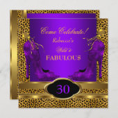 Invitation Fabuleux 30 guépards Leopard Violet Sauvage (Devant / Derrière)