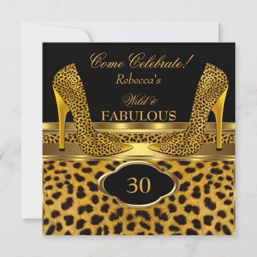 Invitation Fabuleux 30 Leopard Gold Cheetah talons hauts (Devant)
