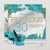Invitation Fabuleux 30 Parties scintillant Turquoise Glamor f (Devant / Derrière)