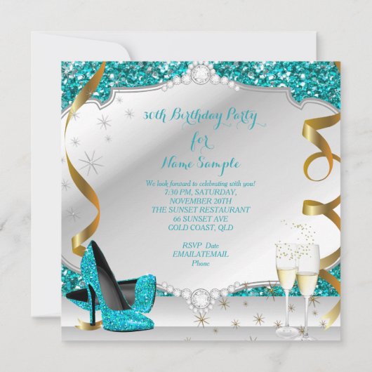 Invitation Fabuleux 30 Parties scintillant Turquoise Glamor f (Dos)