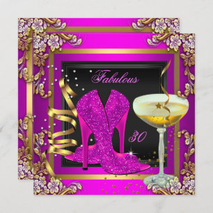 Invitation Fabuleux 30 Pink Gold fête d'anniversaire