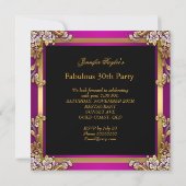 Invitation Fabuleux 30 Plum rose or fête d'anniversaire (Dos)