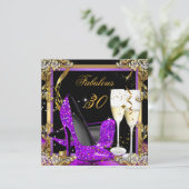 Invitation Fabuleux 30 Purple Gold Black fête d'anniversaire (Debout devant)