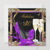 Invitation Fabuleux 30 Purple Gold Black fête d'anniversaire (Devant)