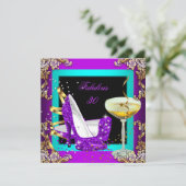 Invitation Fabuleux 30 Purple Turquoise Parties scintillant G (Debout devant)