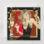 Invitation Fabuleux 30 Red Gold Black fête d'anniversaire (Devant)