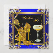 Invitation Fabuleux 30 Royal Blue Gold fête d'anniversaire (Devant)