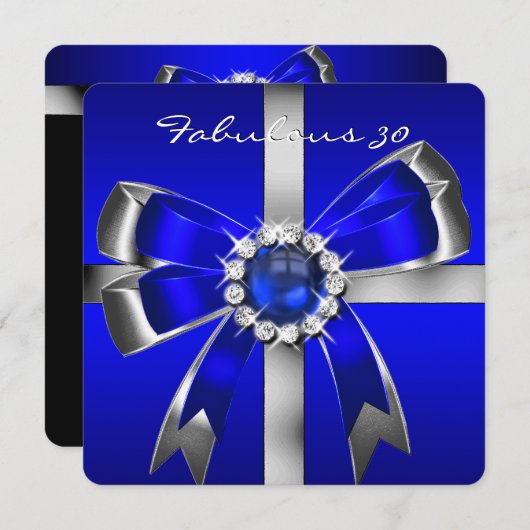 Invitation Fabuleux 30 Royal Blue Pearl Soirée d'anniversaire (Devant / Derrière)