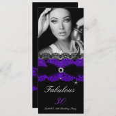 Invitation Fabuleux 30 violet noir 30e anniversaire fête (Devant / Derrière)