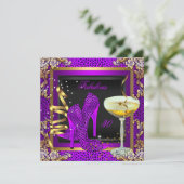 Invitation Fabuleux 30 violet rose léopard fête d'anniversair (Debout devant)