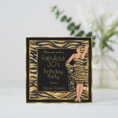 Invitation Fabuleux 30's Anniversaire Party Gold Deco Lady 2 (Debout devant)