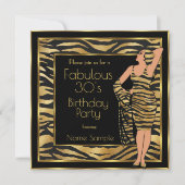 Invitation Fabuleux 30's Anniversaire Party Gold Deco Lady 2 (Devant)