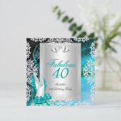 Invitation Fabuleux 40 40e anniversaire de fête Blue Turquois (Debout devant)