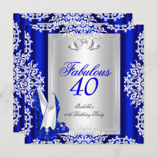 Invitation Fabuleux 40 40e anniversaire de fête Royal Blue Ch