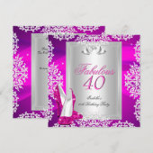 Invitation Fabuleux 40 40e anniversaire fête Chaussures roses (Devant / Derrière)